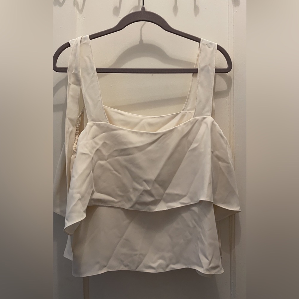 Amanda Uprichard White Ruffle Top, size L